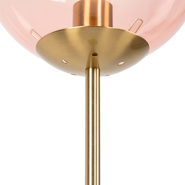 Art Deco Stehleuchte Messing mit rosa Glas - Pallon