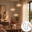 Design-Pendelleuchte-Roségold-mit-Amberglas-inkl.-LED-3-Stufen-dimmbar-3-flammig-Easylift---Fiera