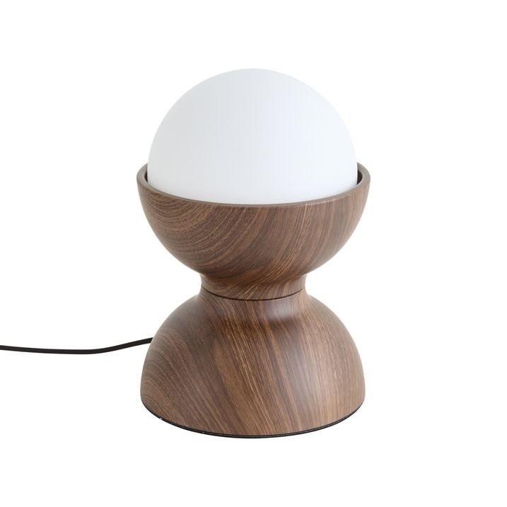 Scandinavisch tafellamp walnoot met opaal glas - Yoru