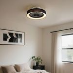 Plafondventilator zwart met ster effect 48cm incl. LED dimbaar met afstandsbediening - Emily