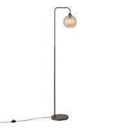 Art-Deco-vloerlamp-donker-brons-met-amber-glas---Sandra
