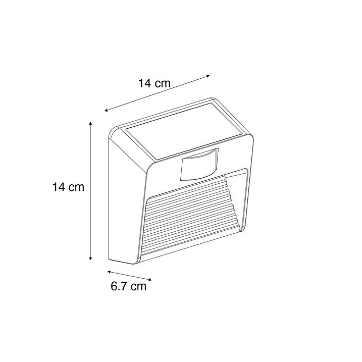 Wandlamp zwart incl. LED IP54 met bewegingssensor Solar - Border