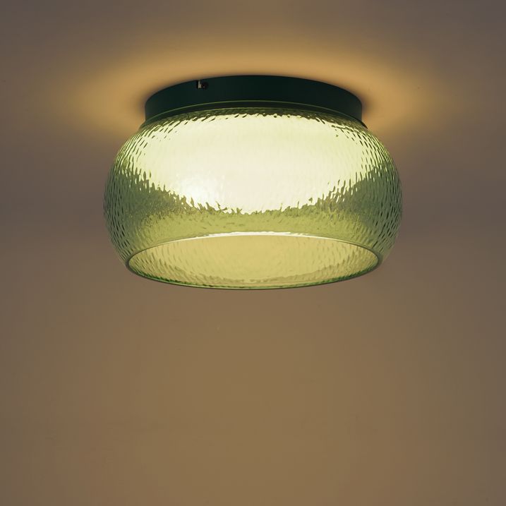 Art Deco plafondlamp groen met glas incl. LED 3-staps dimbaar - Thimble