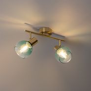 Spot-art-deco-złoty-z-zielonym-szkłem-2-źródła-światła---Vidro