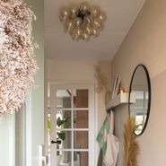 Plafoniera-di-design-nera-con-vetro-ambrato-6-luci---Uvas
