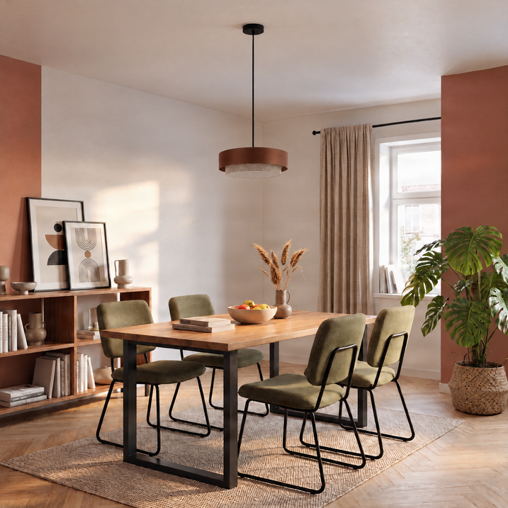 Modern függőlámpa sötét bronz színben, taupe színnel 50 cm 3-lámpás - Drum Duo