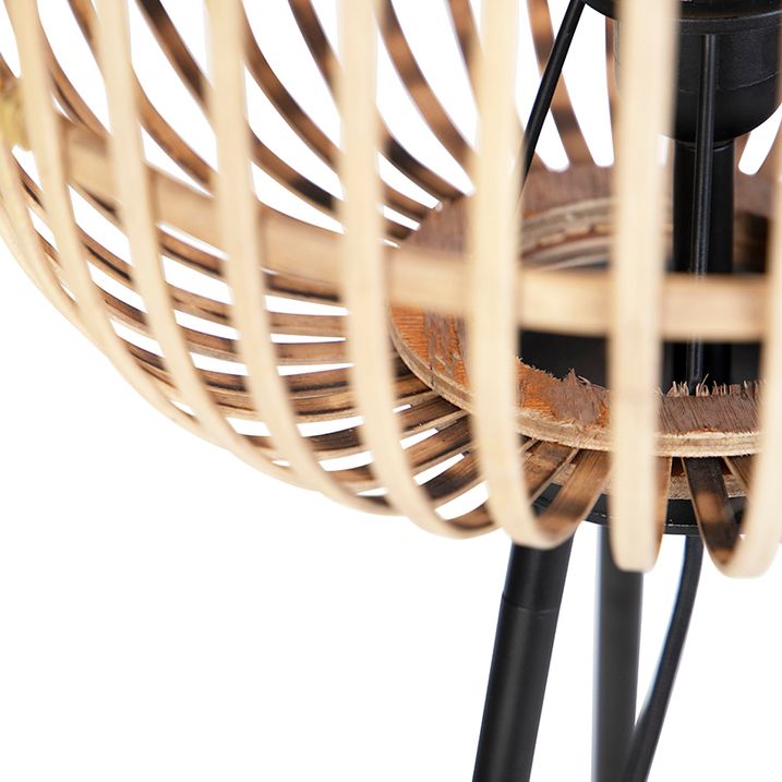 Country Floor Lamp Black with Rattan - Manila