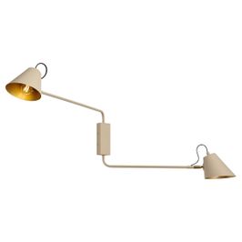 Moderná nástenná lampa taupe so zlatým interiérom nastaviteľná 2-svetelná - Lune