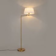 Golvlampa-i-brons-med-vit-plisserad-skärm-och-justerbar-arm---Ladas-Deluxe