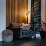 Moderne vloerlamp zwart 5-lichts met smoke glas - Athens