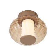Design-Ceiling-Lamp-Brass-18cm-with-Amber-Glass-Incl.-LED-3-Step-Dimmable---Margherite