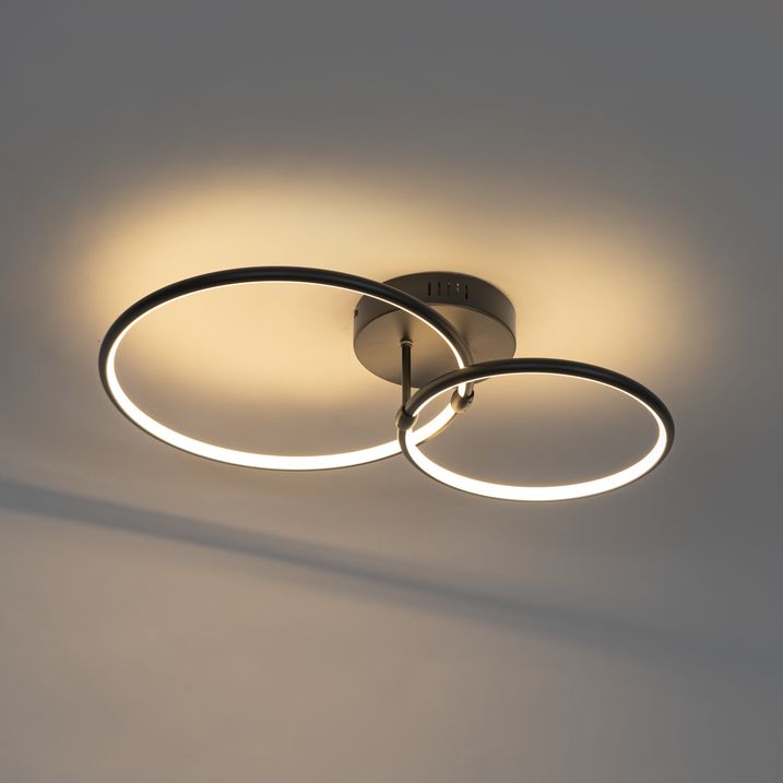 Stropní lampa černá vč. LED 3-stupňové stmívání 2-světlo - Joaniqa