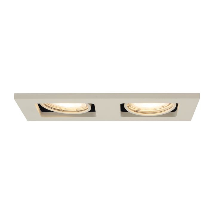Set of 6 Modern Recessed Spotlights Beige GU10 50mm Adjustable 2-Lights - Qure