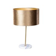 Tafellamp-messing-met-velours-kap-bruin-35cm---Kaso