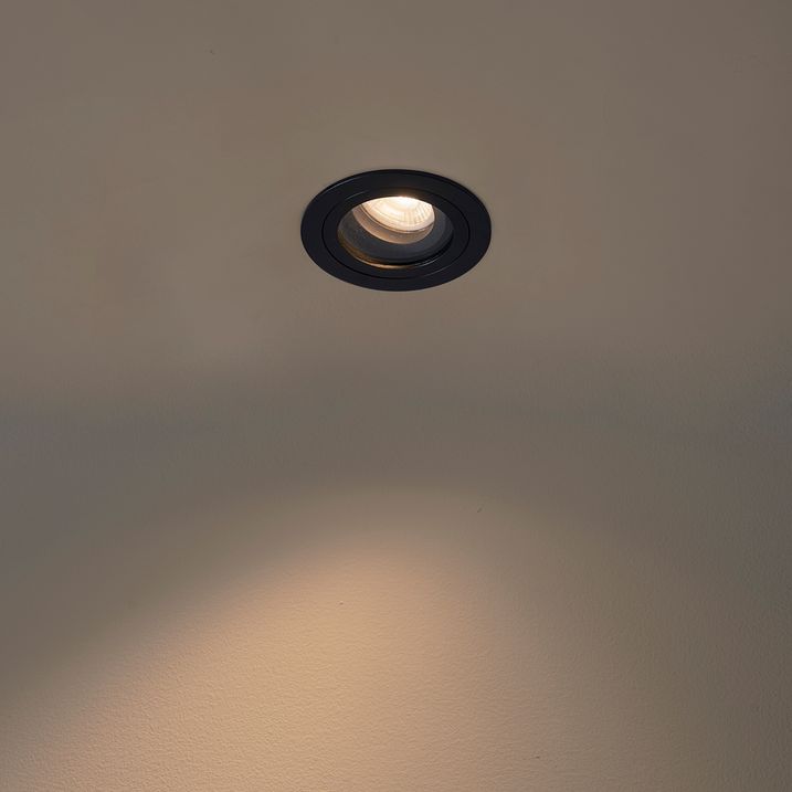 Ensemble de 6 spots encastrables modernes noirs orientables et inclinables IP44 - Chuck