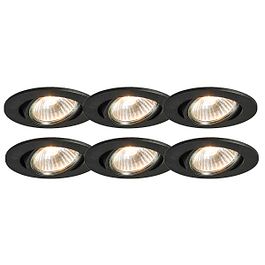 Set of 6 Recessed Spotlights Black Tiltable - Cisco