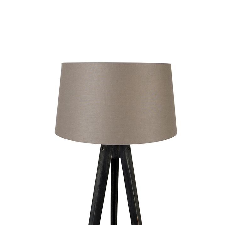 Трипод черен с платнена абажур таупе 45 см - Tripod Classic