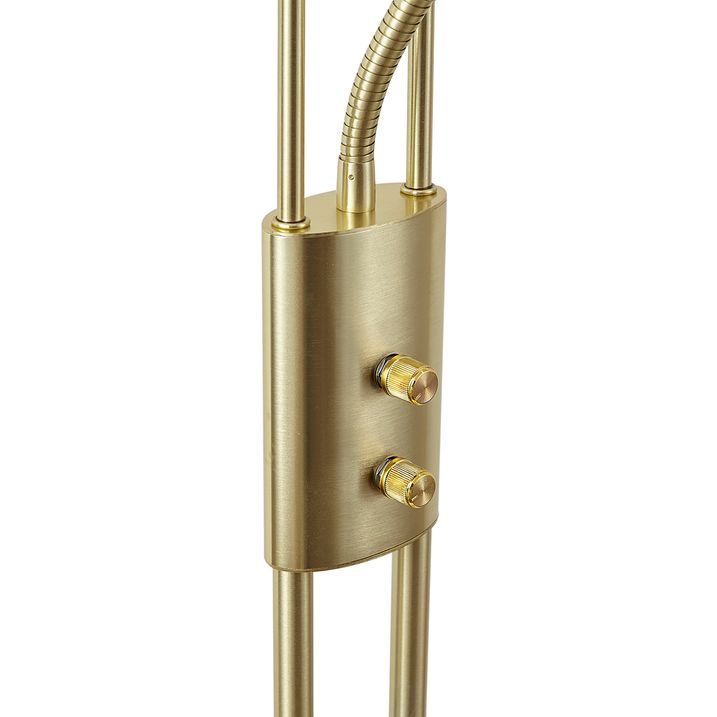 Lampadaire moderne doré avec bras de lecture avec LED et variateur - Divo