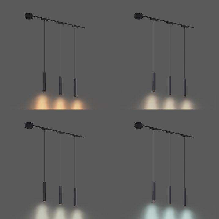 Modern Track Lighting System with 3 Black Pendant Lights 1-Phase - Magnetic Cassie