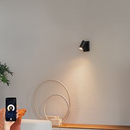 Lampada da parete smart nera regolabile con interruttore e Wifi GU10 50mm - Jeana Luxe