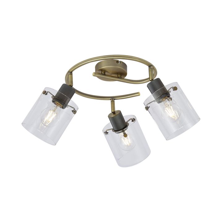 Faretto da soffitto di design bronzo con vetro trasparente rotondo a 3 luci - Domo