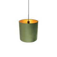 Pendelleuchte-mit-Samt-Schirm-grün-mit-Gold---Combi