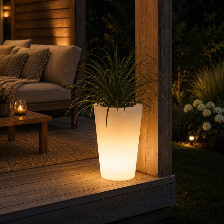 Outdoor Stehleuchte weiß 60 cm Blumentopf IP44 - Verano