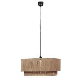 Japandi závesná lampa čierna s hnedým lanom 60cm - Smilla