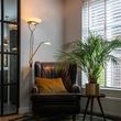 Lampă-de-podea-bronz-incl.-LED-și-dimmer-cu-lampă-de-citit---Empoli