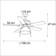 Ventilateur-de-plafond-noir-avec-beige-130cm-avec-cordon-de-serrage---Mistral-Magna