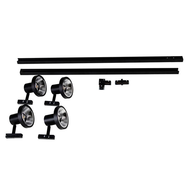 Modern railsysteem met 4 zwarte spots 1-fase 200 cm - Iconic Jeany