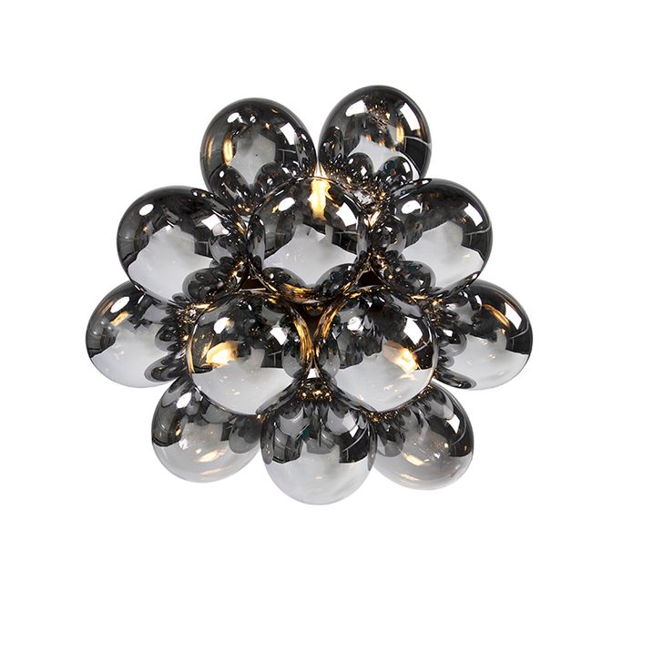 Design plafondlamp zwart met smoke glas 3-lichts - Uvas