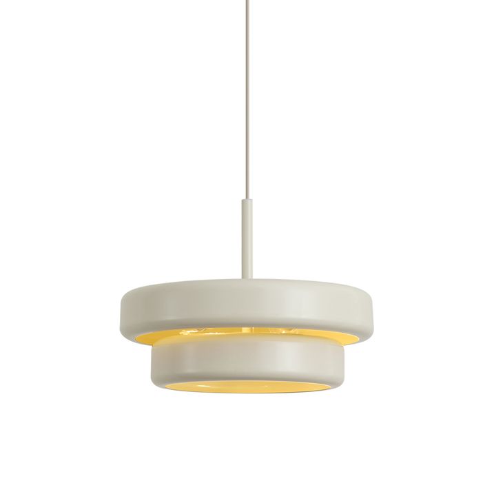 Retro hanglamp beige met metalen kap - Ophelia
