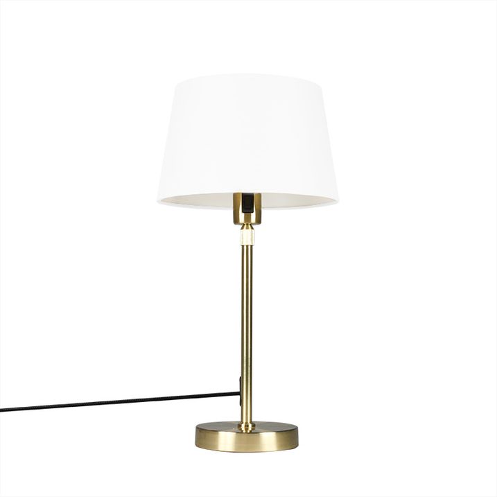 Lampe de table or/laiton avec abat-jour blanc 25 cm réglable - Parte