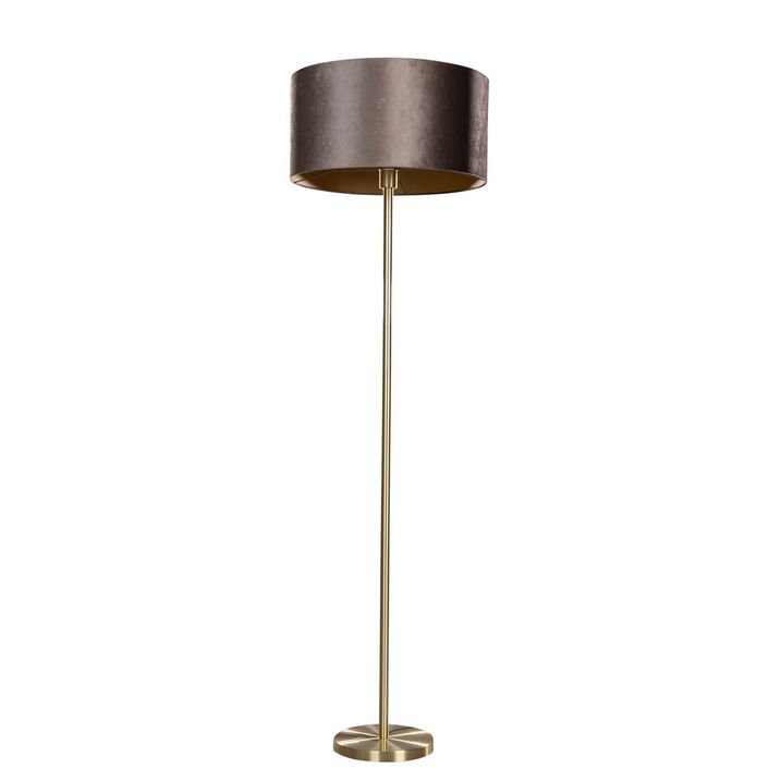 Stojacia lampa mosadz s velúrovým tienidlom hnedá 50 cm - Simplo