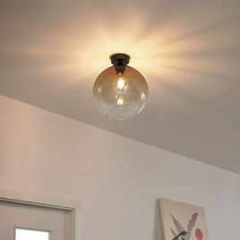 Art Deco Plafonska Lampa Tamna Bronza sa Smeđim Staklom - Sandra