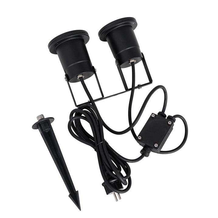 Moderni puutarhavalaisin musta sis. johdon ja pistokkeen 150cm 2-lamppuinen IP65 - Basic