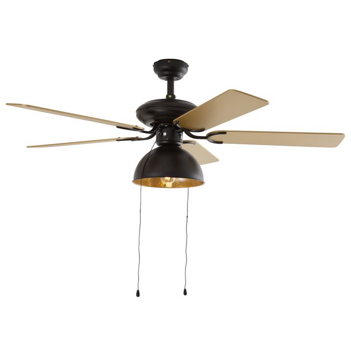 Mistral Magna Ceiling Fan - Black & Beige, 130cm with Pull Switch