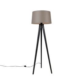 Трипод черен с платнена абажур таупе 45 см - Tripod Classic