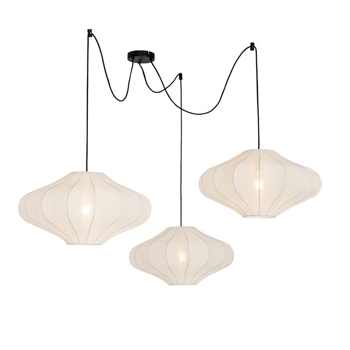 Japandi viseća lampa bijela 50cm 3-svjetlo - Plu