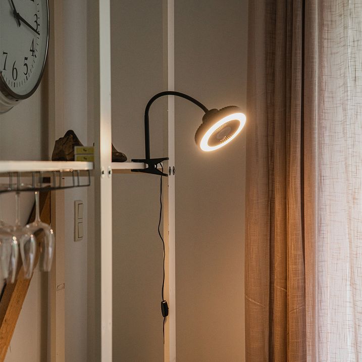 Stolný ventilátor čierny vrátane LED 2700K - Dores