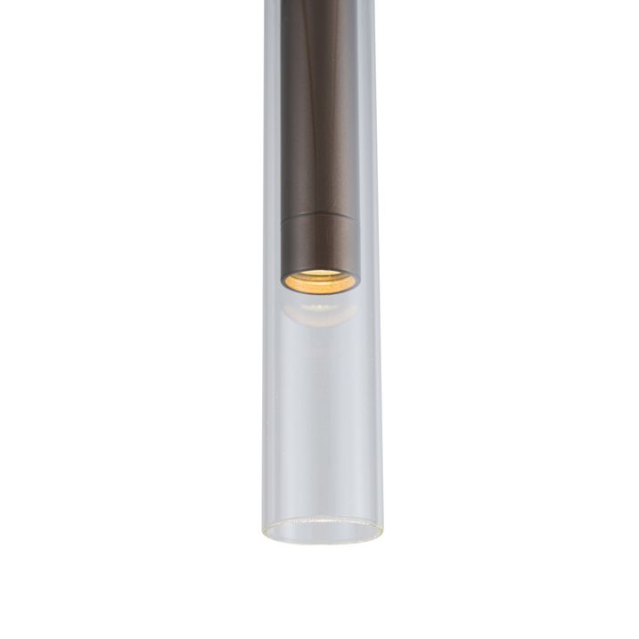 Sistem de iluminat pe șină modern negru cu 6 spoturi și 4 lumini suspendate bronz închis monofazat - Slimline Uzzy Loyce