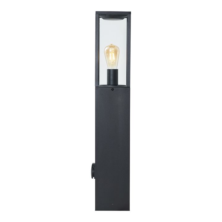 Moderna spoljna podna lampa crna 80cm sa utičnicom IP44 - Charlois