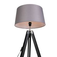 Stehleuchte-Stativ-schwarz-mit-Schirm-45-cm-Leinen-dunkelgrau