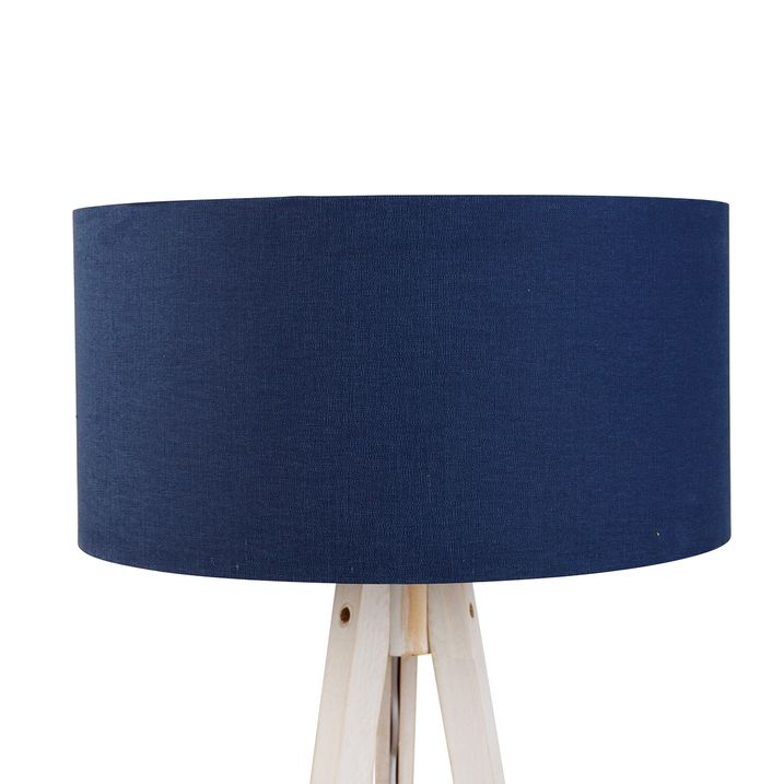 Stojací lampa na trojnožce bílá s tmavě modrým látkovým stínidlem 50 cm - Tripod Classic