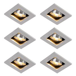 Juego de 6 focos empotrables modernos de aluminio, giratorios e inclinables GU10 50mm - Qure