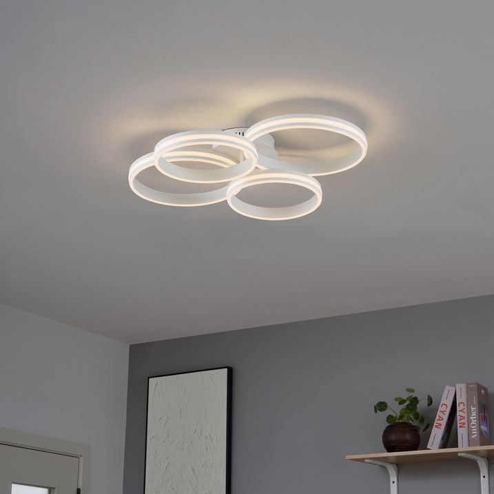 Plafonnier blanc avec LED à intensité variable en 3 étapes 4 lumières - Navara