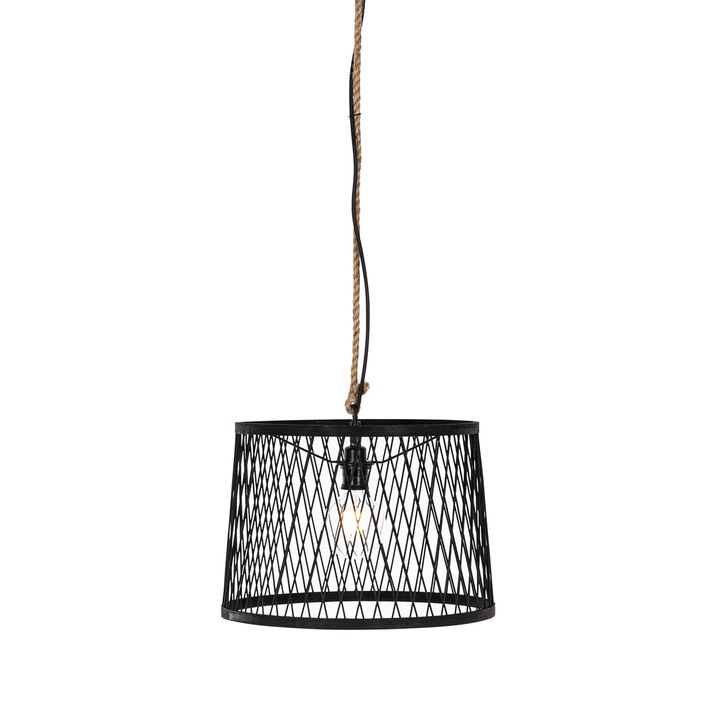 Rustikalna zunanja viseča svetilka črna ratan 40 cm - Calamus