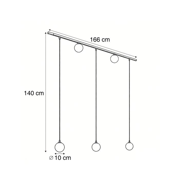 Moderne skinnesystem sort med 2 spotter og 3 pendellamper 1-fase - Slimline Eira