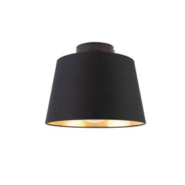 Plafondlamp met katoenen kap zwart met goud 25 cm - Combi zwart